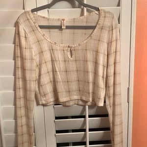 pacsun long sleeve tan and cream lounge shirt